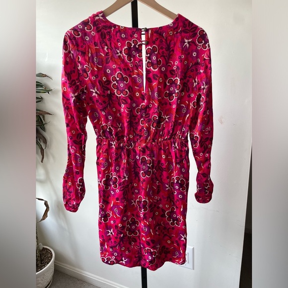 NWT Anthropologie|| Maeve Satin Floral Wrap Mini Dress, Size Small Petite - Picture 7 of 9